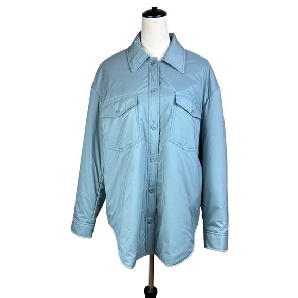 Wilfred Free NWT Ganna Blue Gray Button Front Relaxed Fit Insulated Jacket - Picture 1 of 16